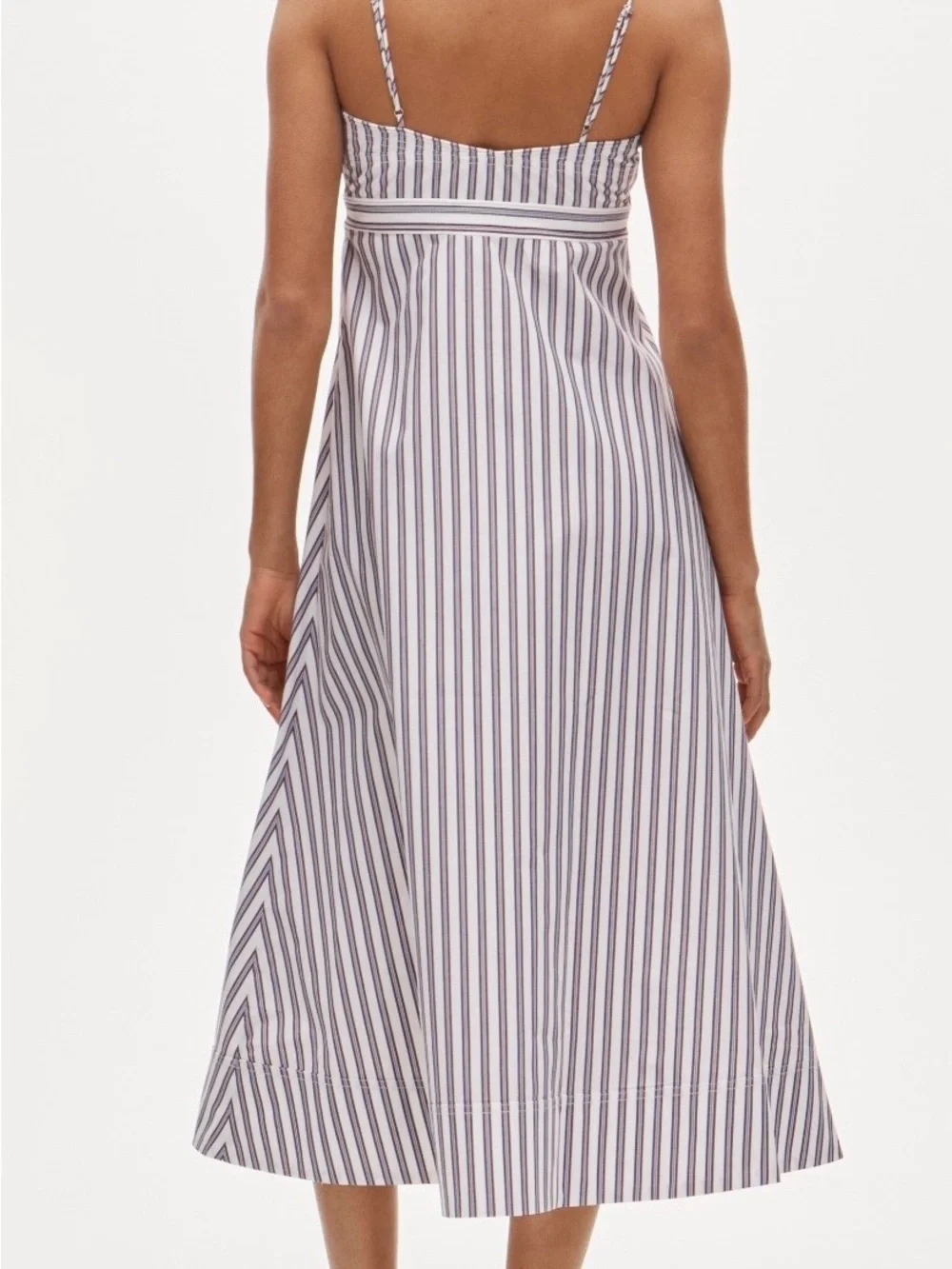 J. Crew // Crimson & Blue Striped Empire Waist Midi Dress